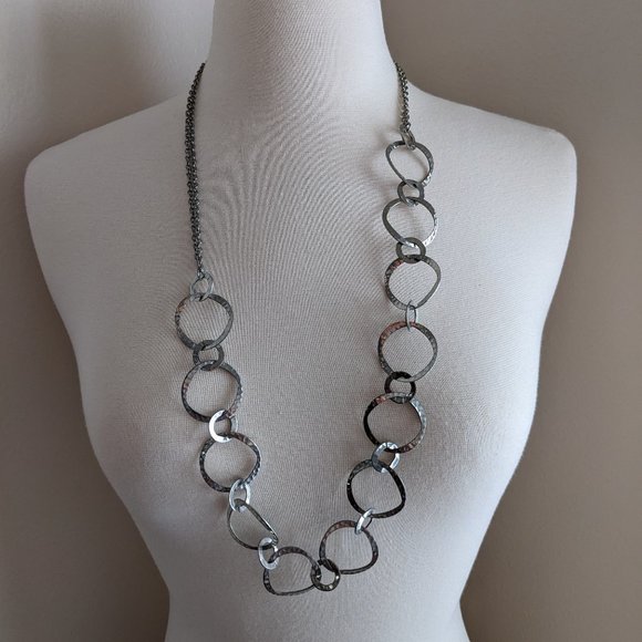 Jewel Box - 32" Silvery "Hoop" Necklace - Picture 1 of 5